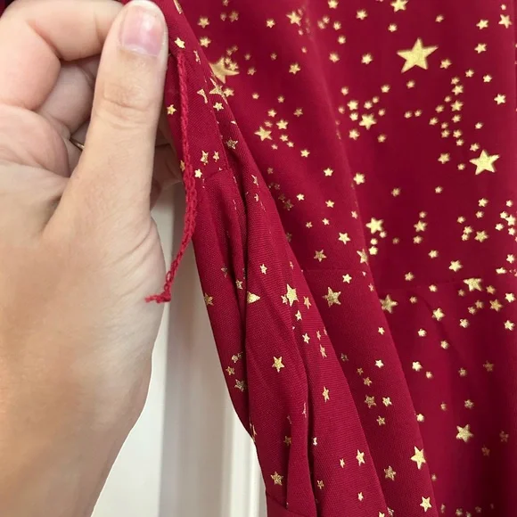 Unique Vintage Red and Gold Starry Midi Dress - Picture 9 of 9